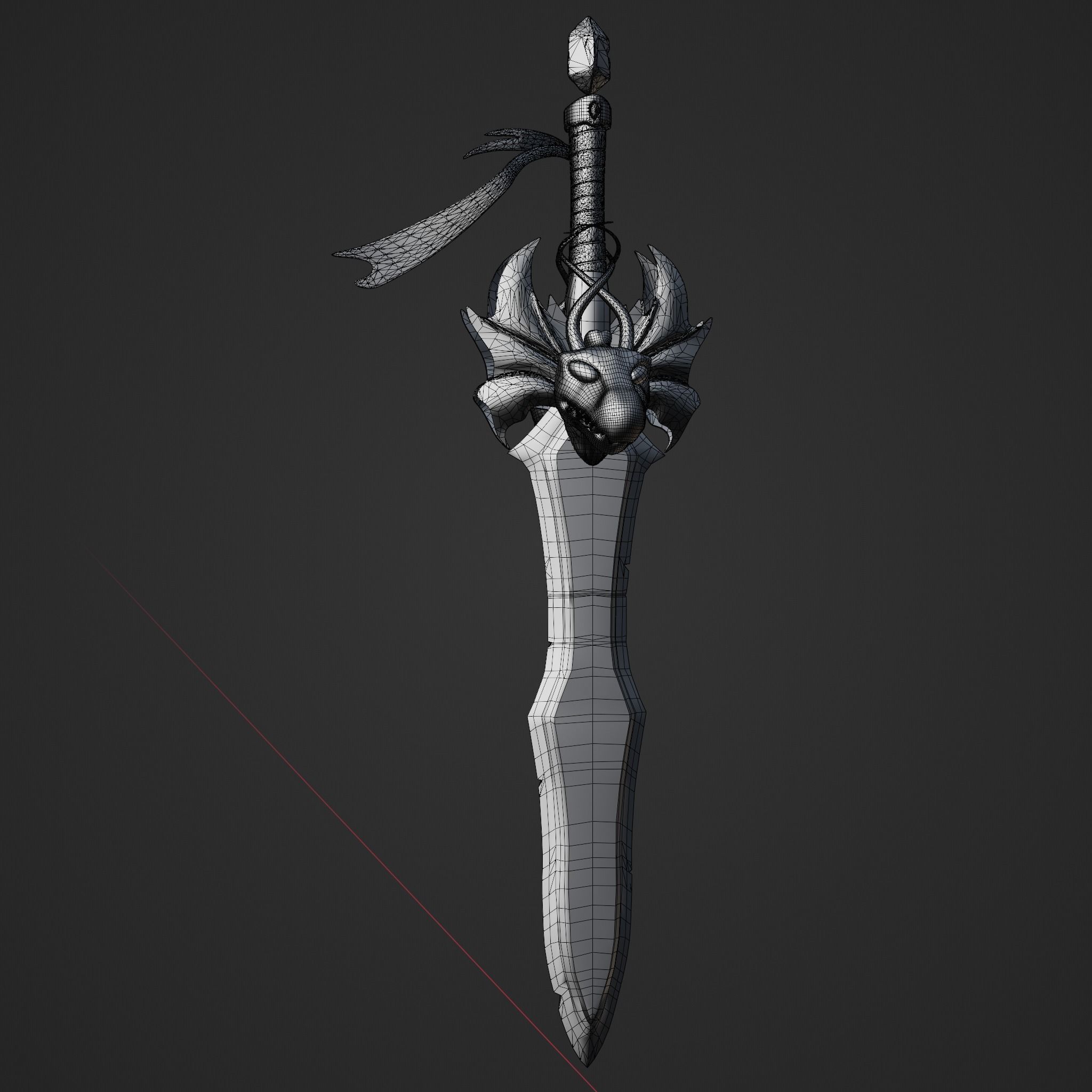 Stylized Dragon Sword Game Ready 3D Model Low-poly 3D model_6