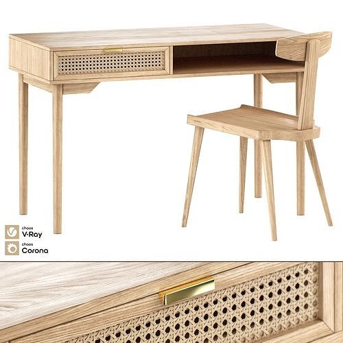 La Redoute Interieurs Scoubi Oak Desk 3D model
