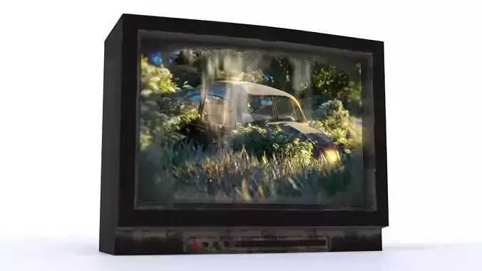 Low-Poly Realistic Old CRT TV Low-poly 3D model