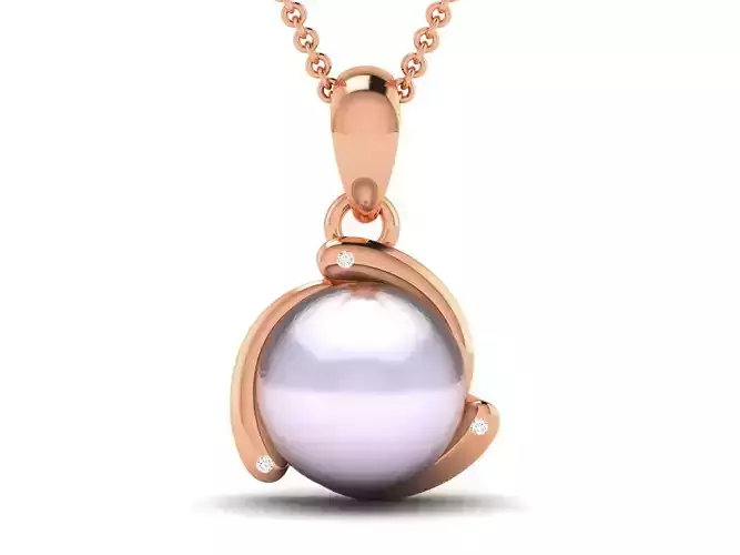 Women pearl pendant 3dm render detail