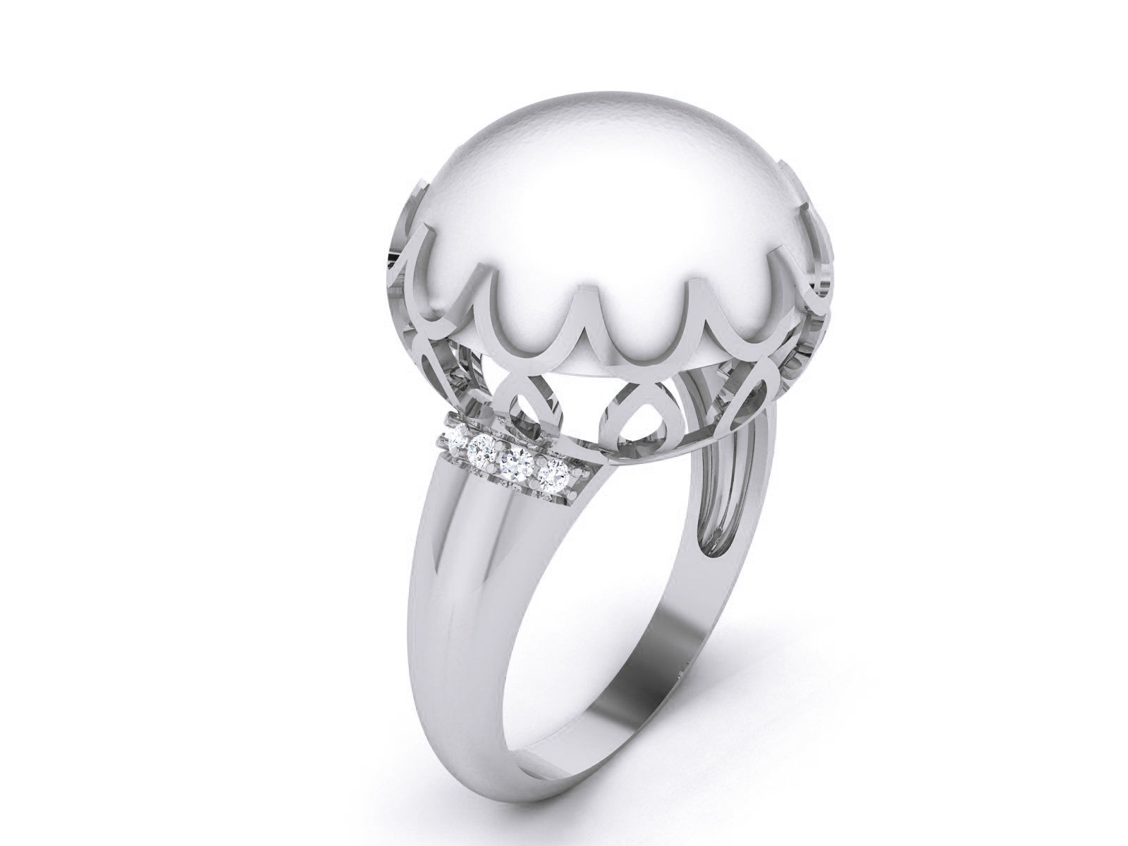 Women Pearl Ring 3dm render details 3D print model_2