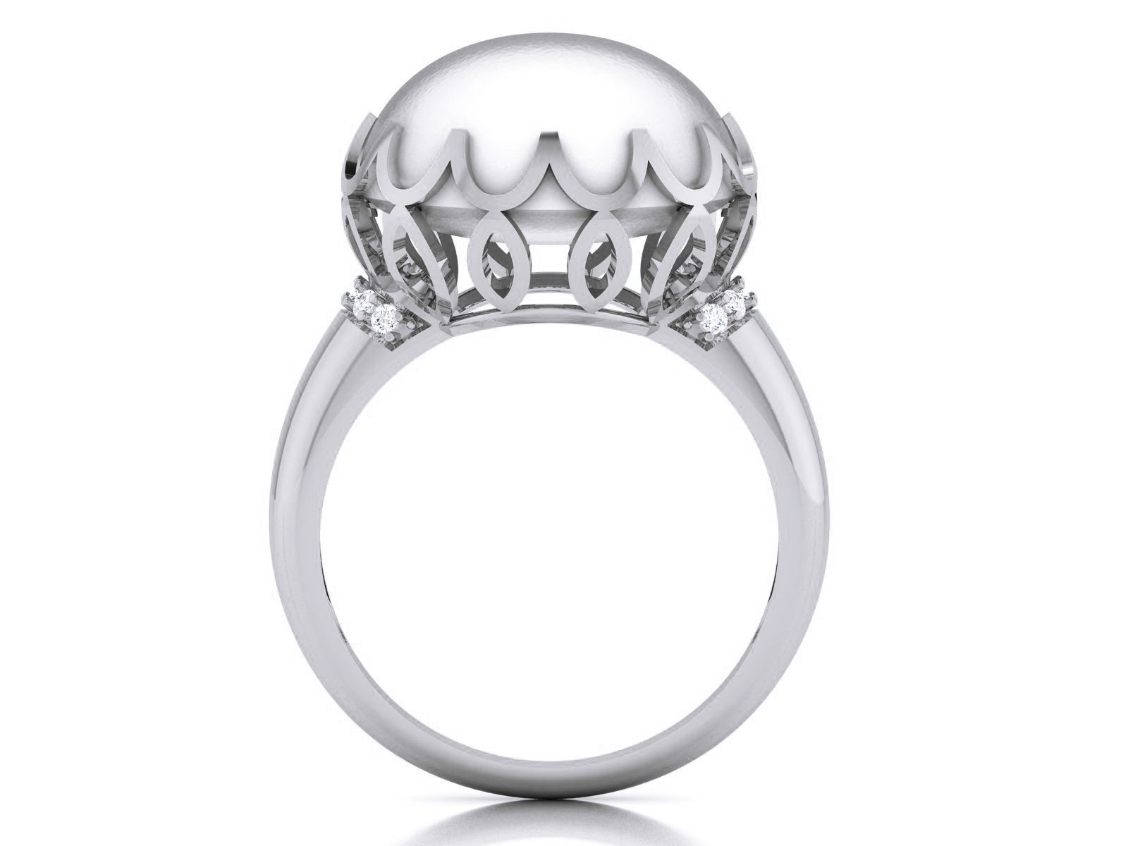 Women Pearl Ring 3dm render details 3D print model_27