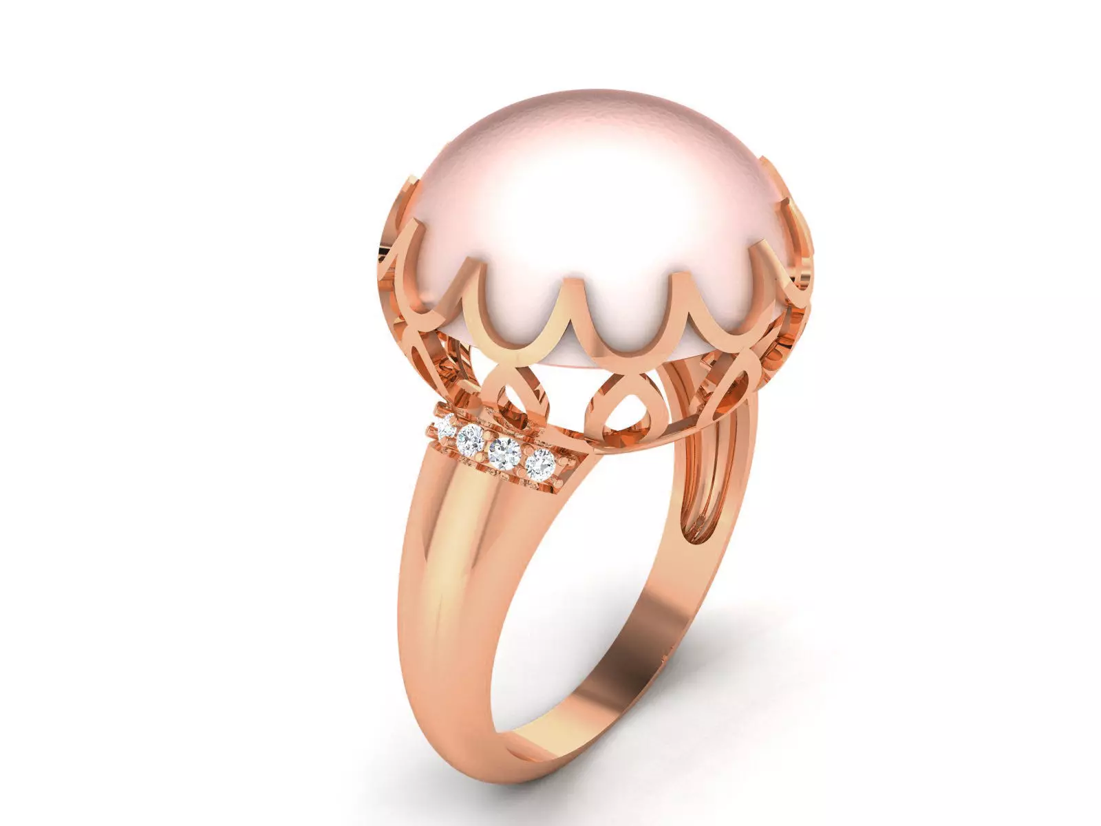 Women Pearl Ring 3dm render details 3D print model_0