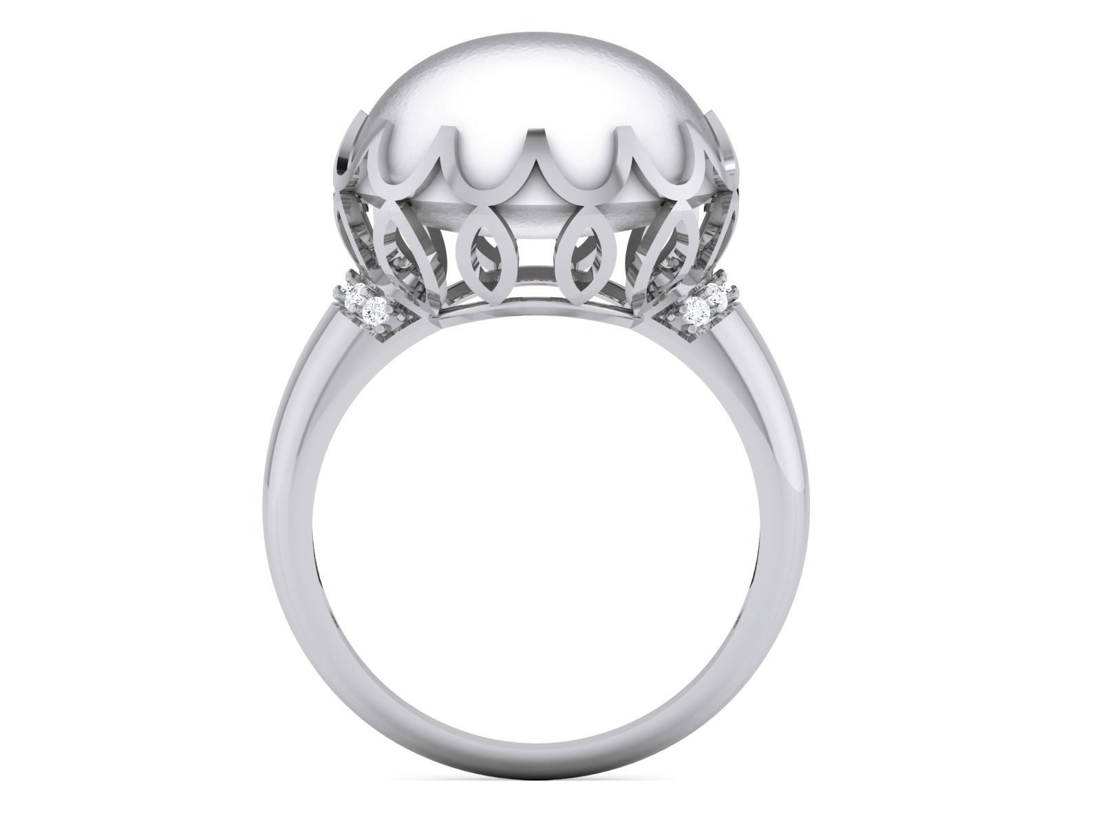 Women Pearl Ring 3dm render details 3D print model_29