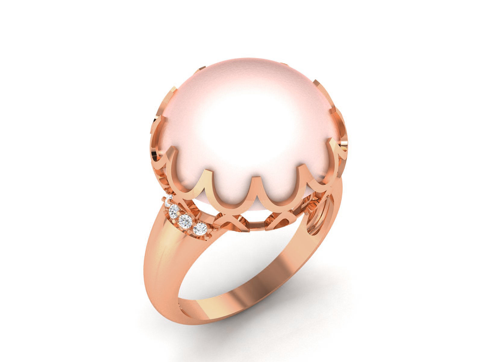 Women Pearl Ring 3dm render details 3D print model_21