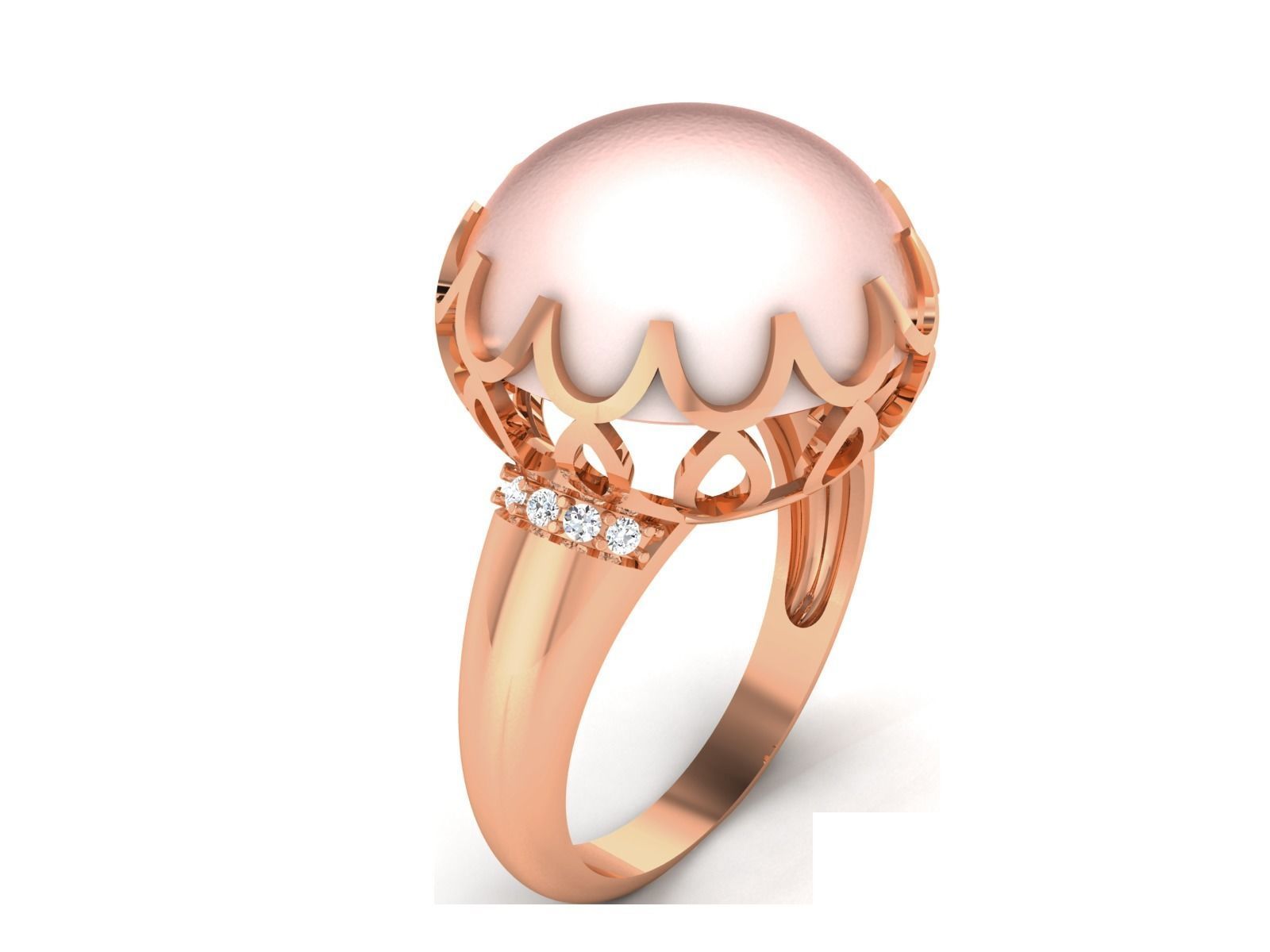 Women Pearl Ring 3dm render details 3D print model_5