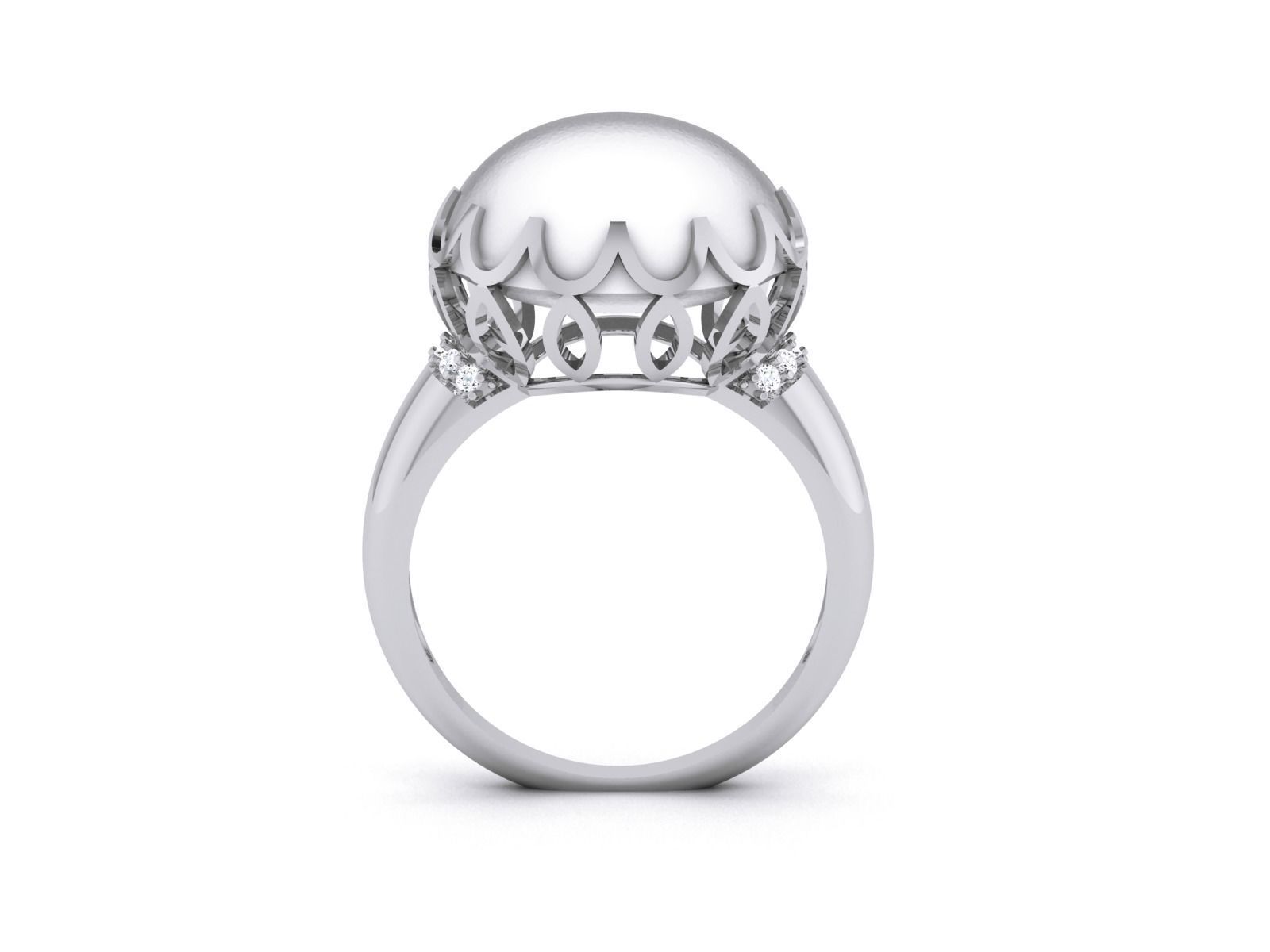 Women Pearl Ring 3dm render details 3D print model_10