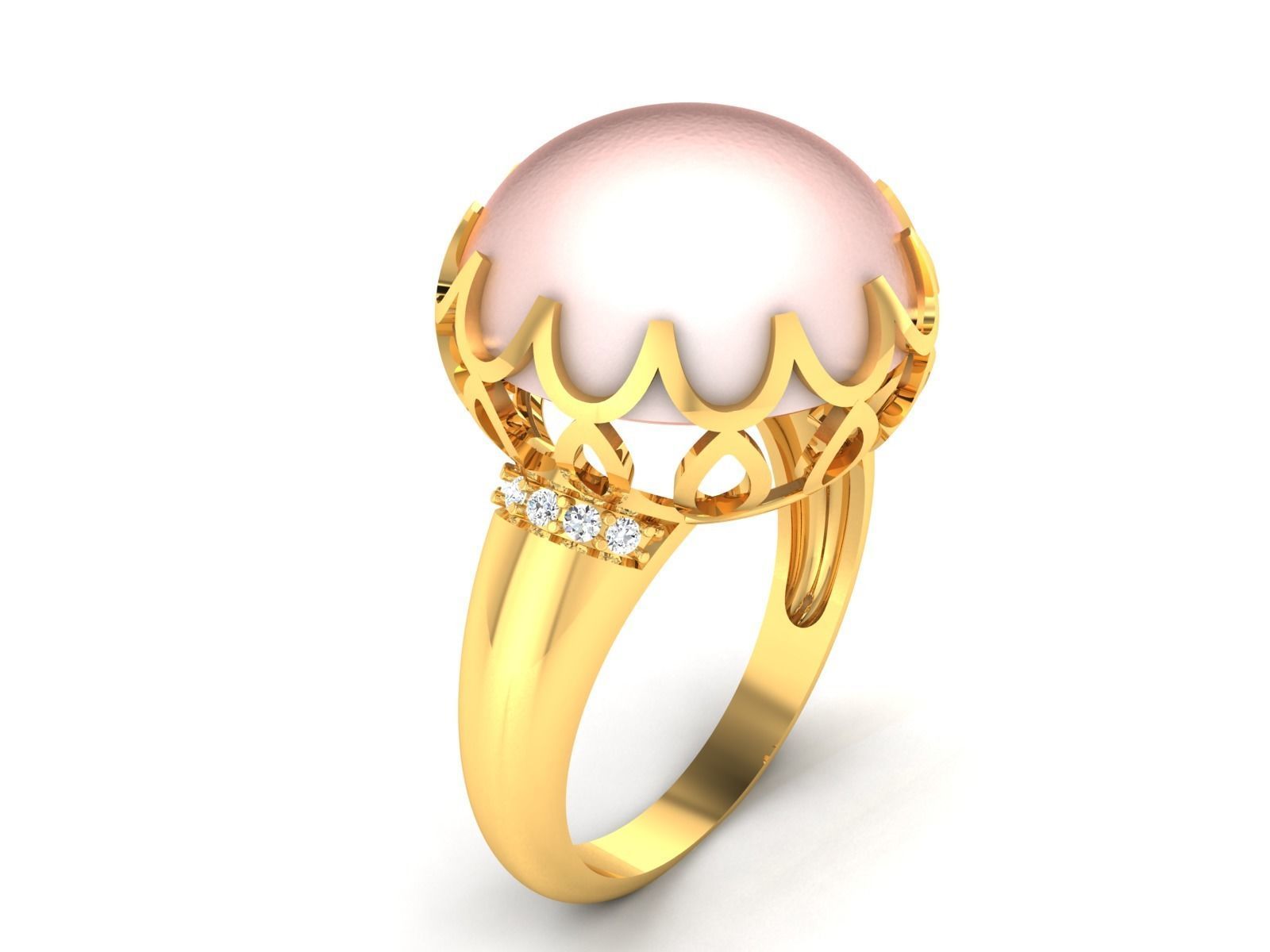 Women Pearl Ring 3dm render details 3D print model_3