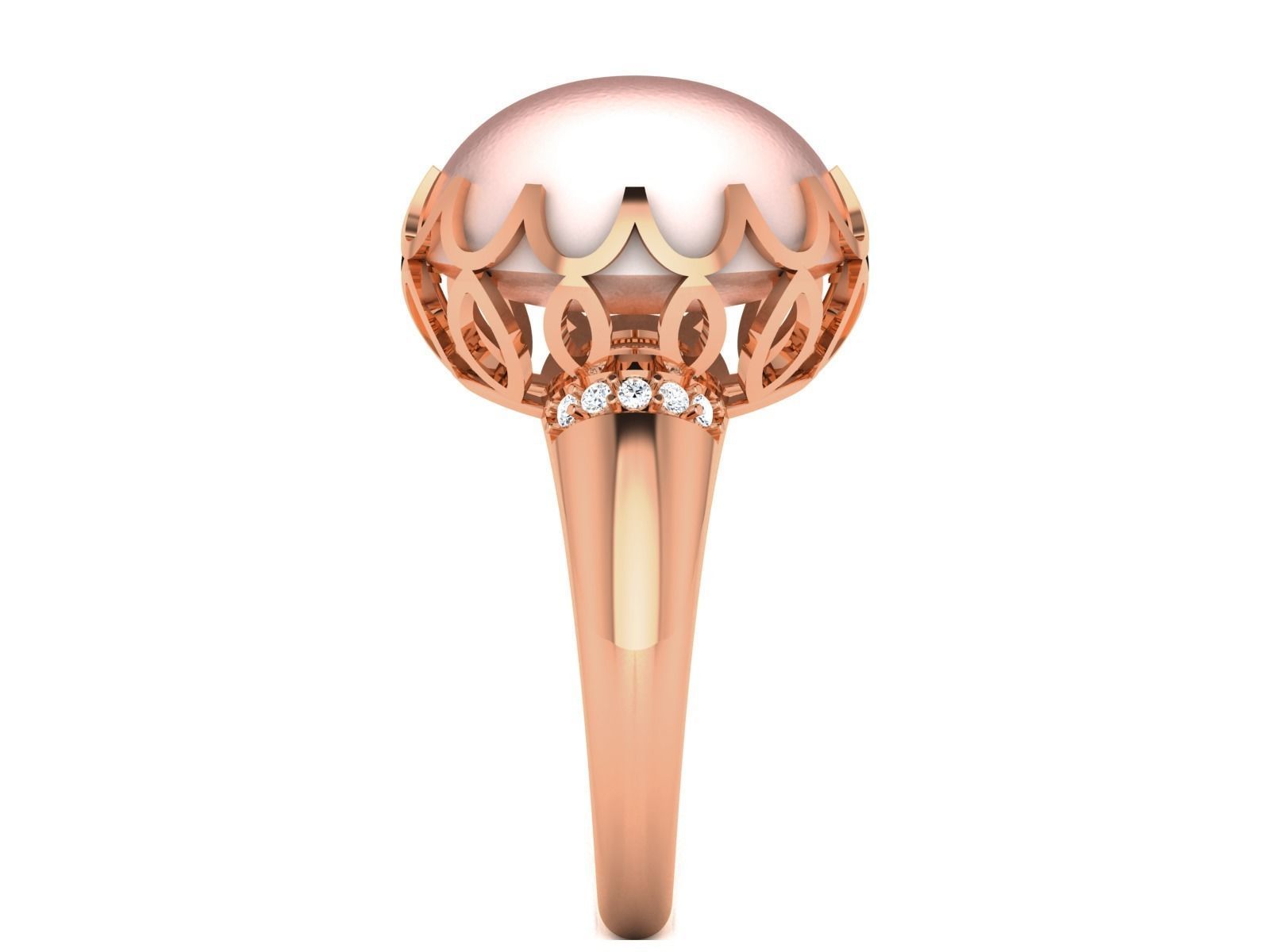 Women Pearl Ring 3dm render details 3D print model_36