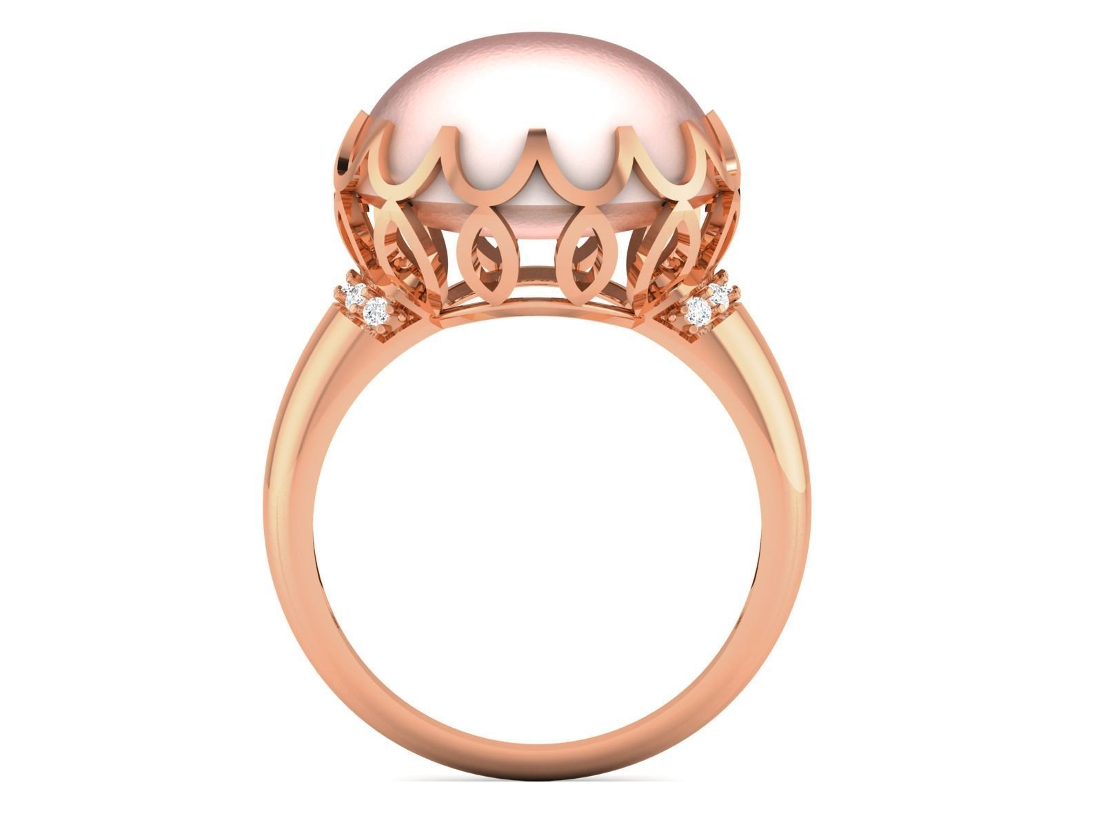 Women Pearl Ring 3dm render details 3D print model_30