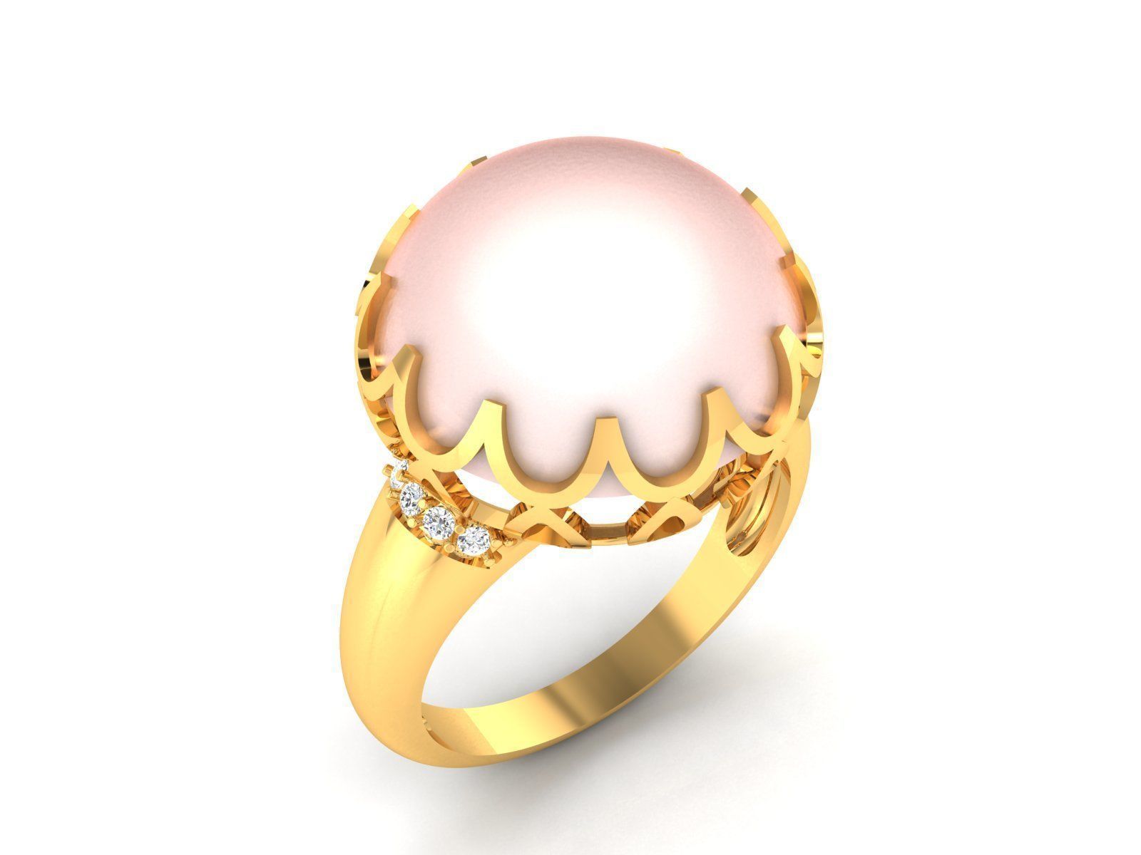 Women Pearl Ring 3dm render details 3D print model_19