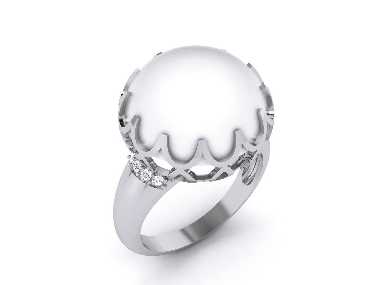 Women Pearl Ring 3dm render details 3D print model_20