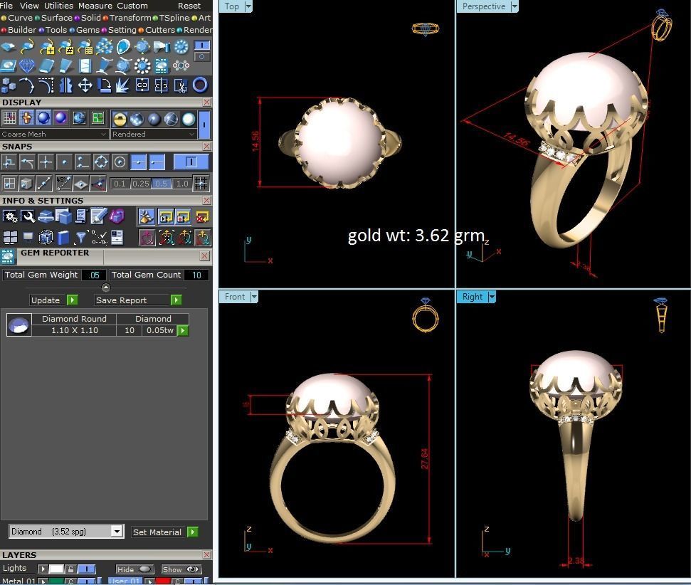 Women Pearl Ring 3dm render details 3D print model_18