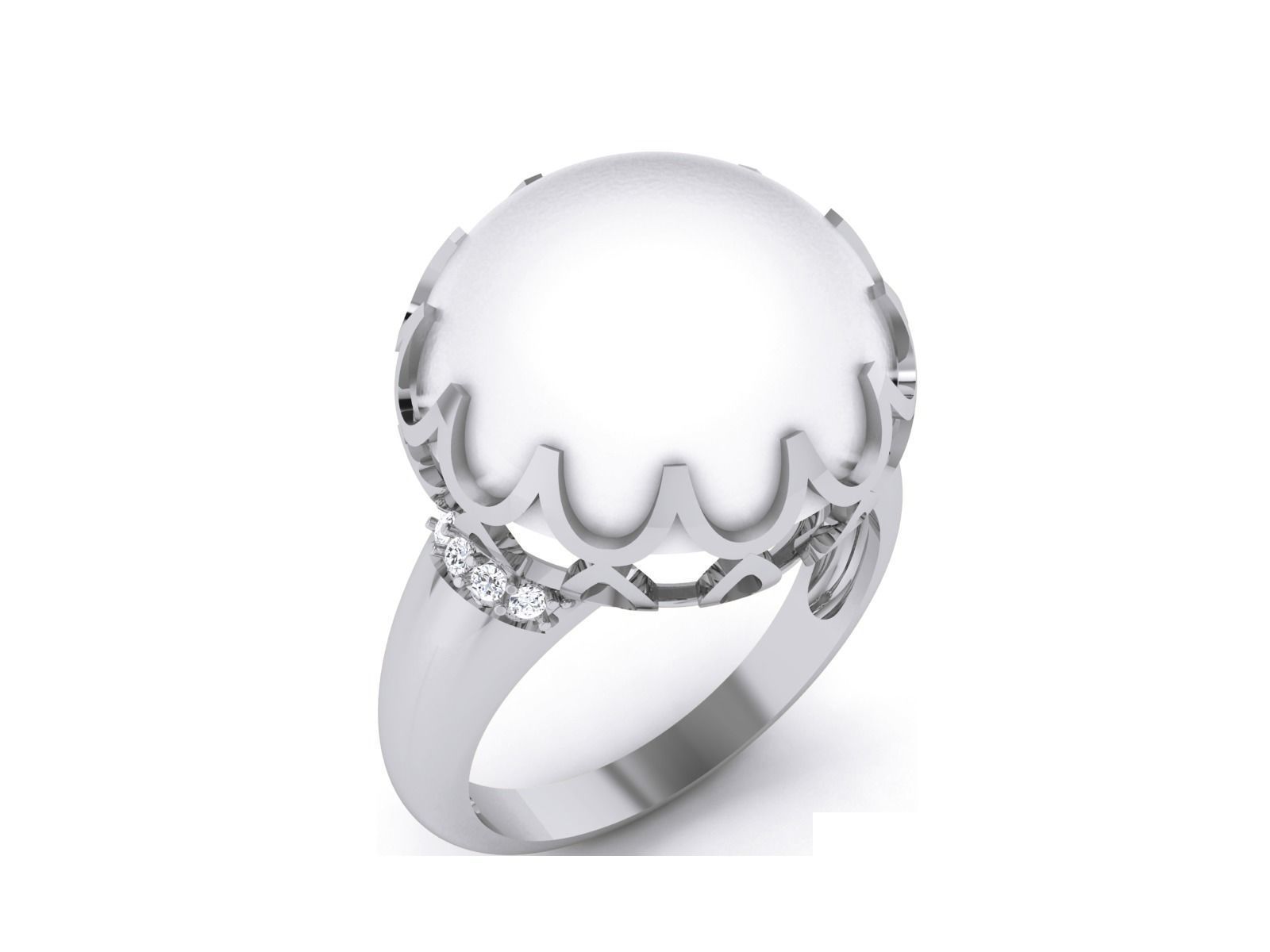 Women Pearl Ring 3dm render details 3D print model_23