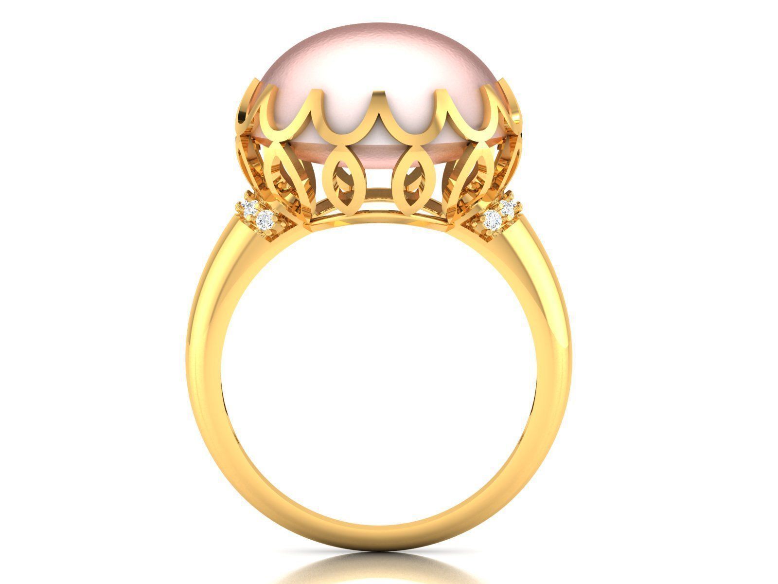 Women Pearl Ring 3dm render details 3D print model_25