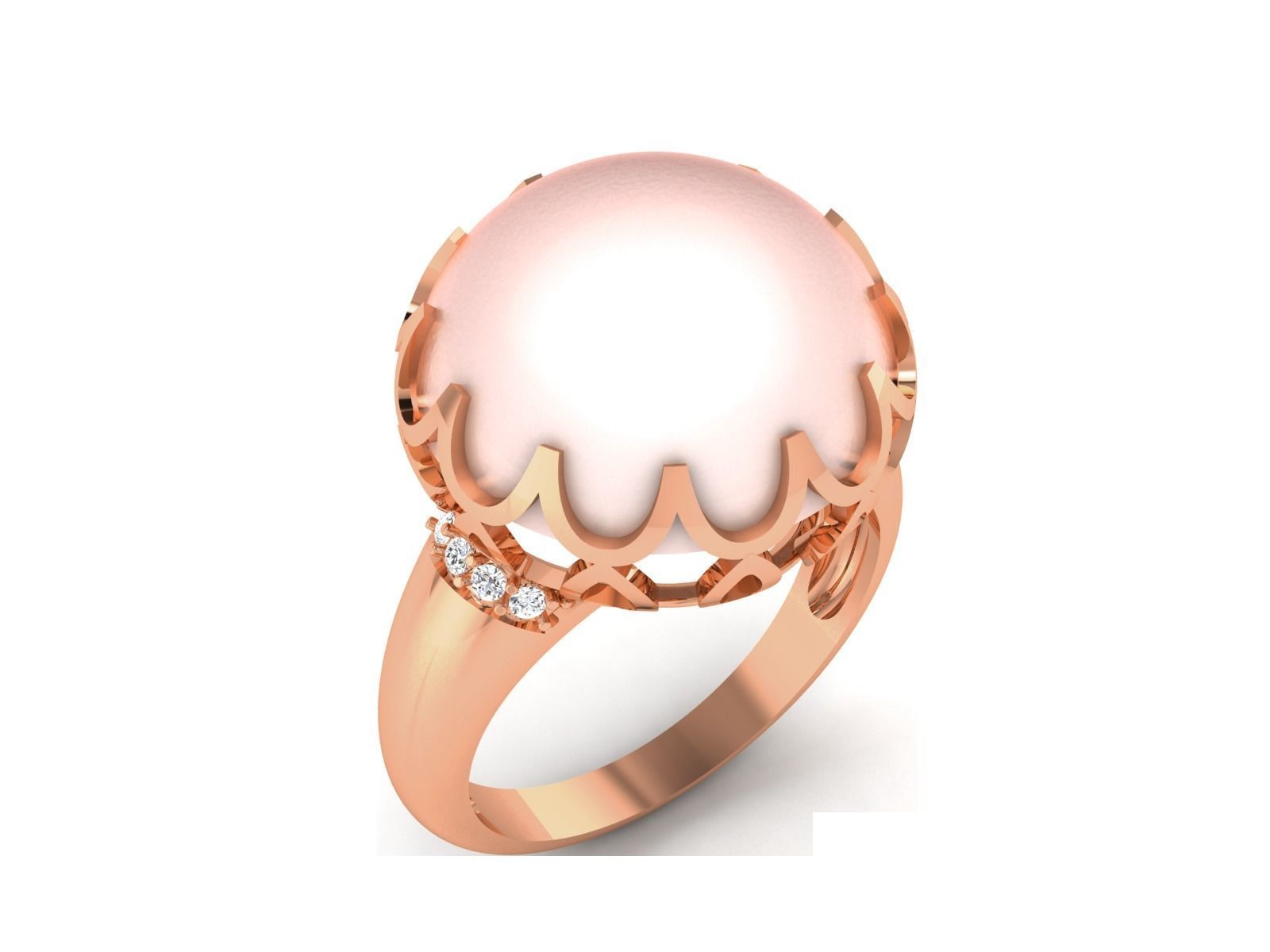 Women Pearl Ring 3dm render details 3D print model_24