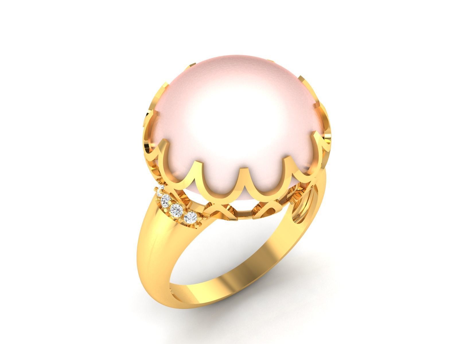Women Pearl Ring 3dm render details 3D print model_22