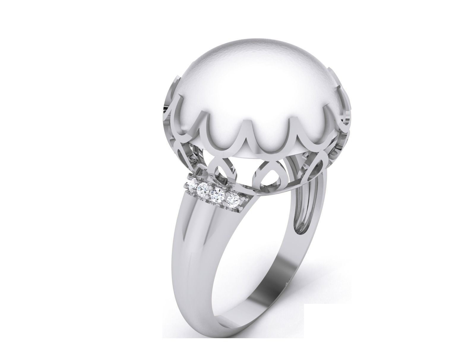 Women Pearl Ring 3dm render details 3D print model_4