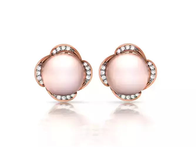 Pearl High Jewelry Diamond Earrings 3dm renders details