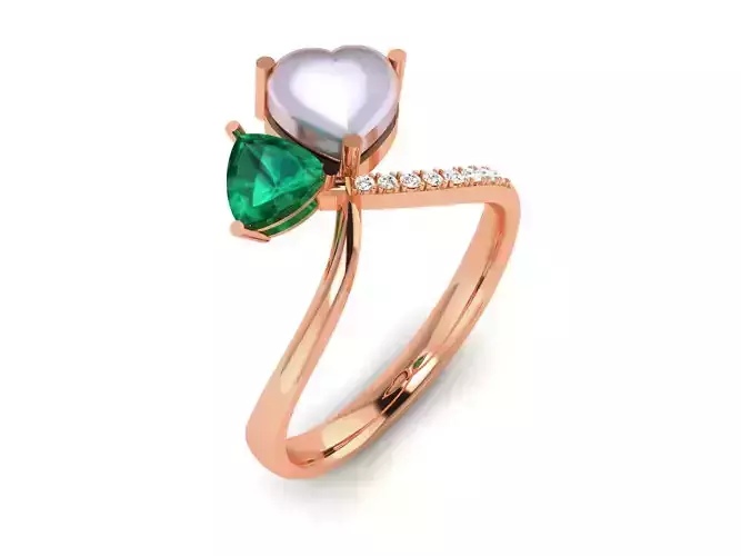 Women Pearl Ring 3dm render details