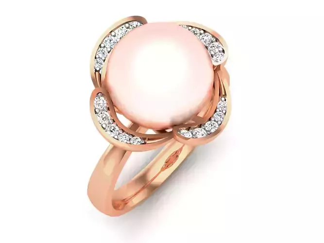 Women Pearl Ring 3dm render details