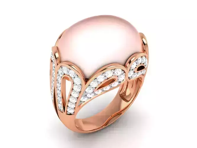 Women Pearl Ring 3dm render details
