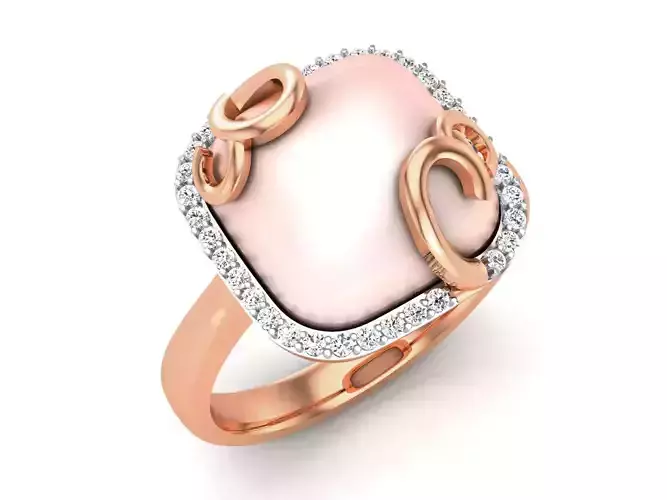 Women Pearl Ring 3dm render details