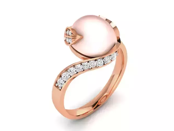 Women Pearl Ring 3dm render details