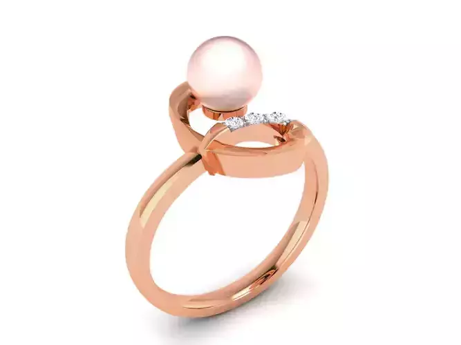 Women Pearl Ring 3dm render details