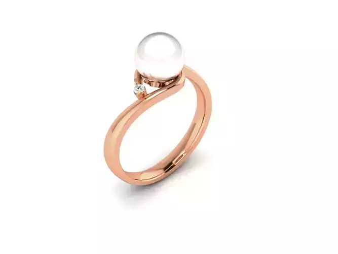Women Pearl Ring 3dm render details