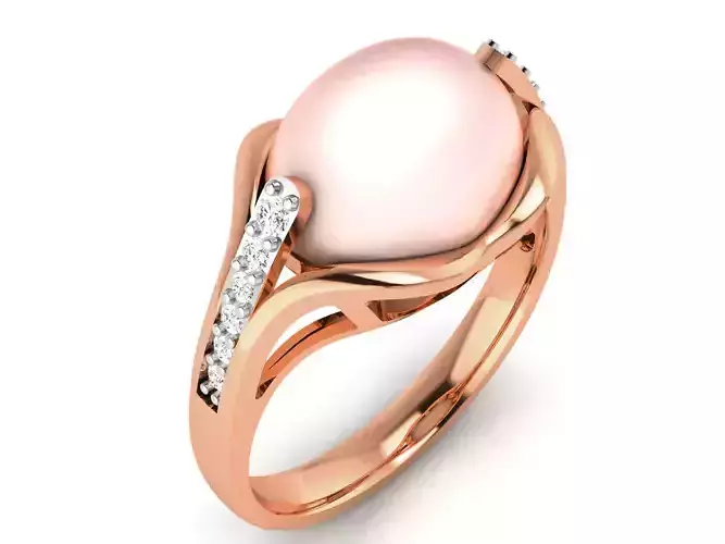 Women Pearl Ring 3dm render details