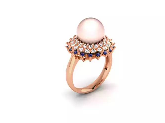 Women Pearl Ring 3dm render details