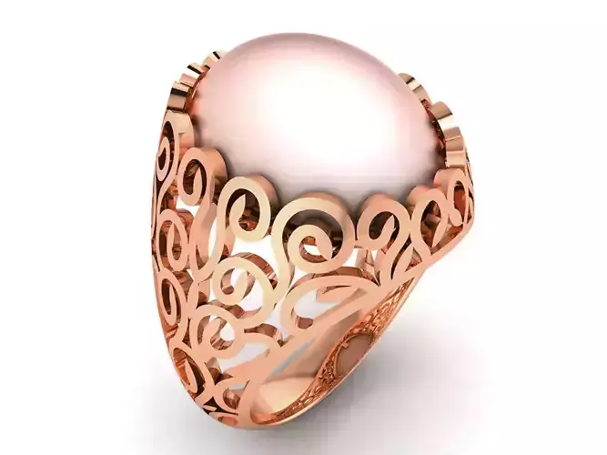 Women Pearl Ring 3dm render details