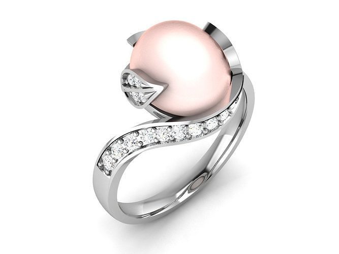 Women Pearl Ring 3dm render details 3D print model