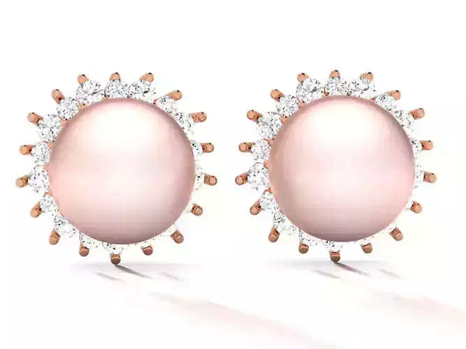 Pearl High Jewelry Diamond Earrings 3dm renders details