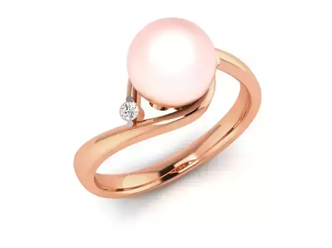 Women Pearl Ring 3dm render details