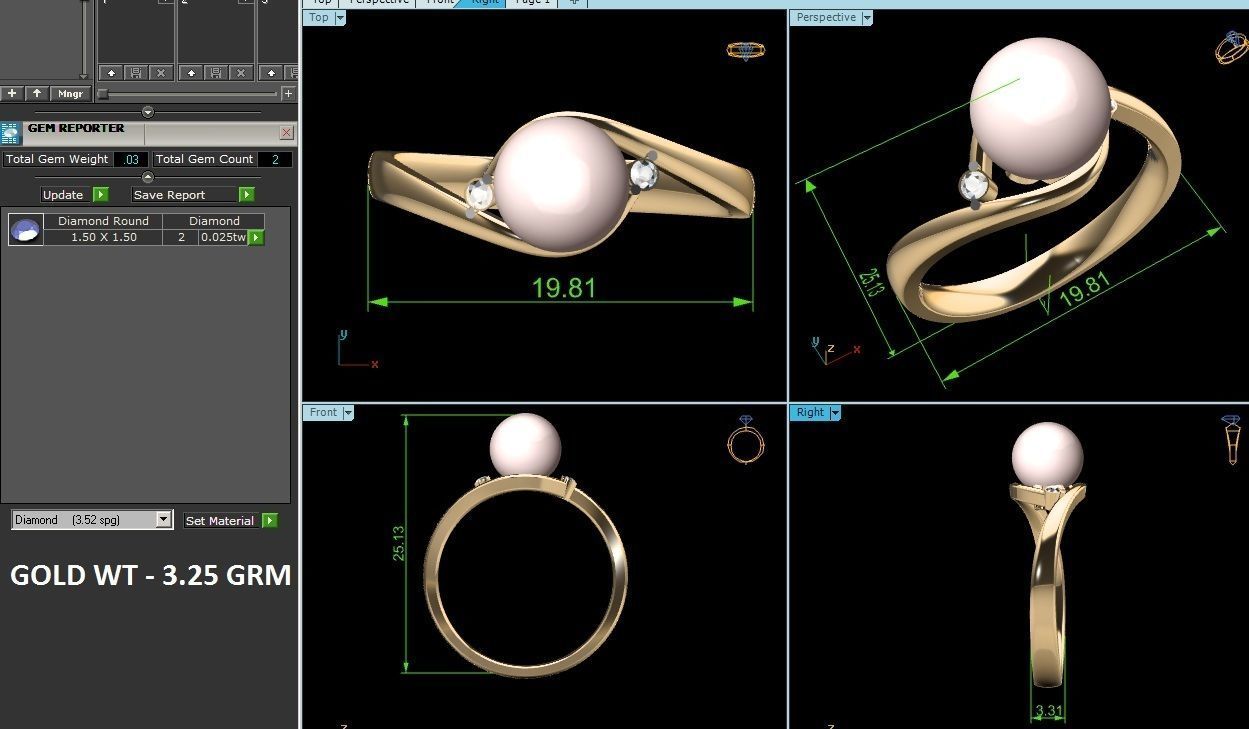 Women Pearl Ring 3dm render details 3D print model_24