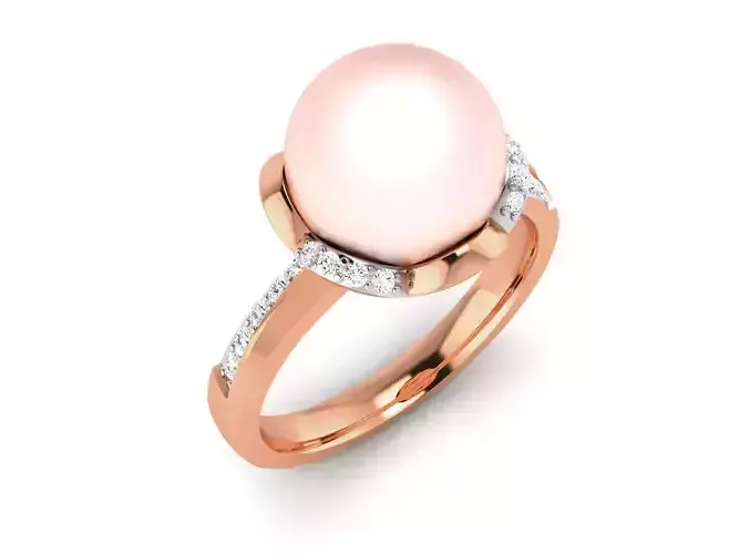Women Pearl Ring 3dm render details