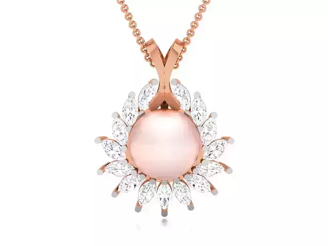 Women pearl pendant 3dm render detail
