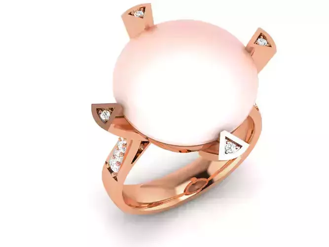 Women Pearl Ring 3dm render details
