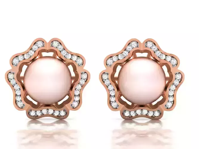 Pearl High Jewelry Diamond Earrings 3dm renders details