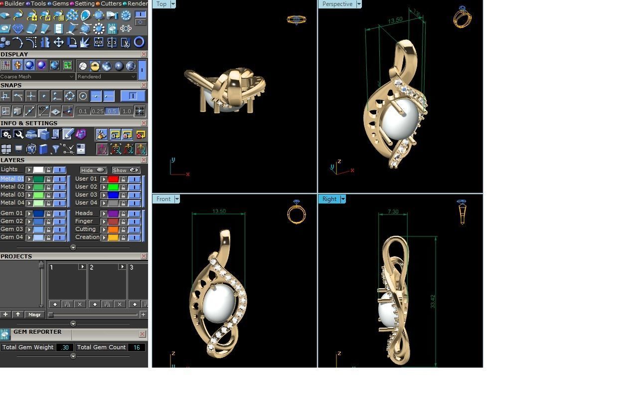 Women pearl pendant 3dm render detail 3D print model_49