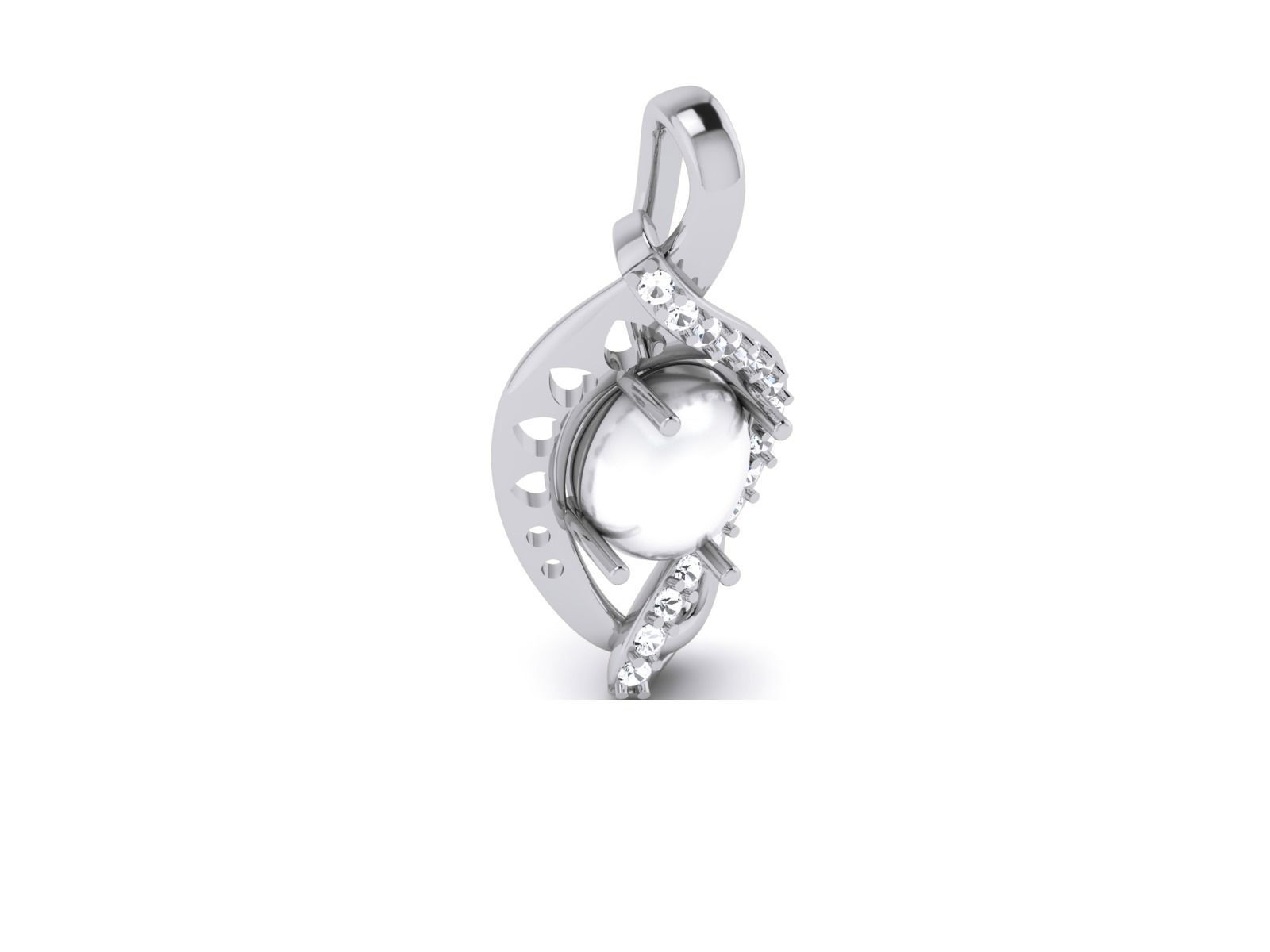 Women pearl pendant 3dm render detail 3D print model_15