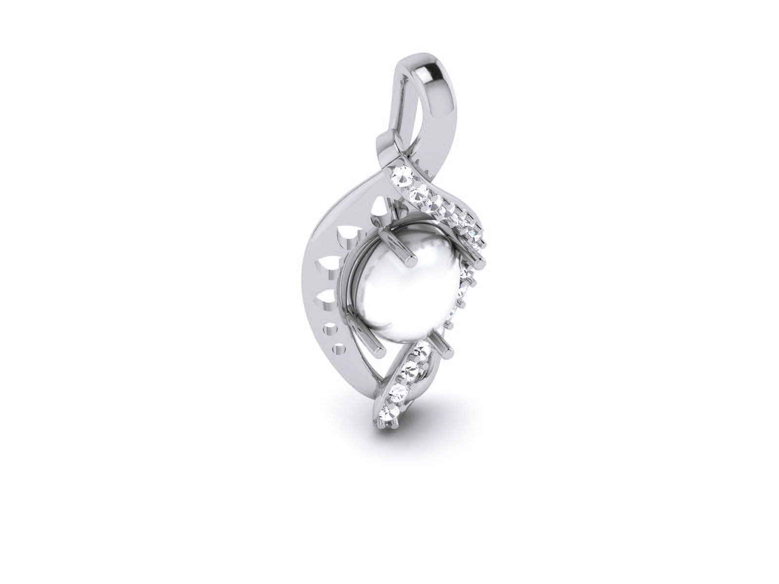 Women pearl pendant 3dm render detail 3D print model_1