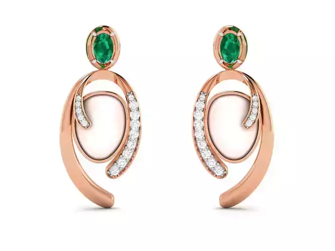 Pearl High Jewelry Diamond Earrings 3dm renders details