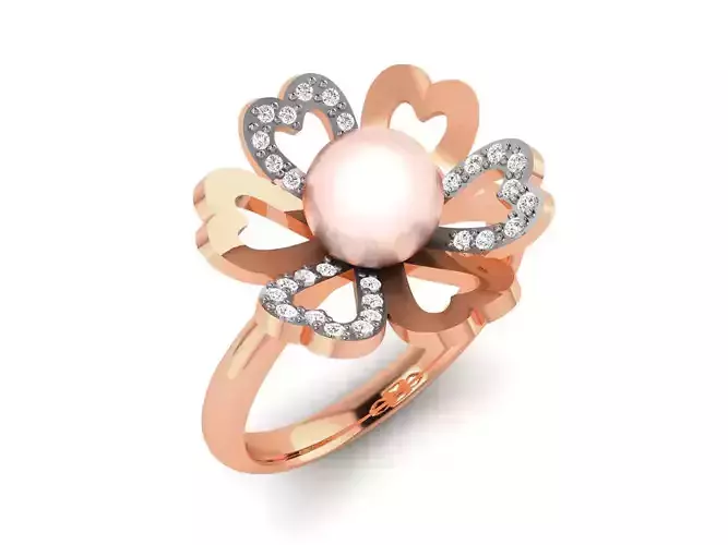Women Pearl Ring 3dm render details