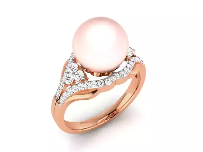 Women Pearl Ring 3dm render details