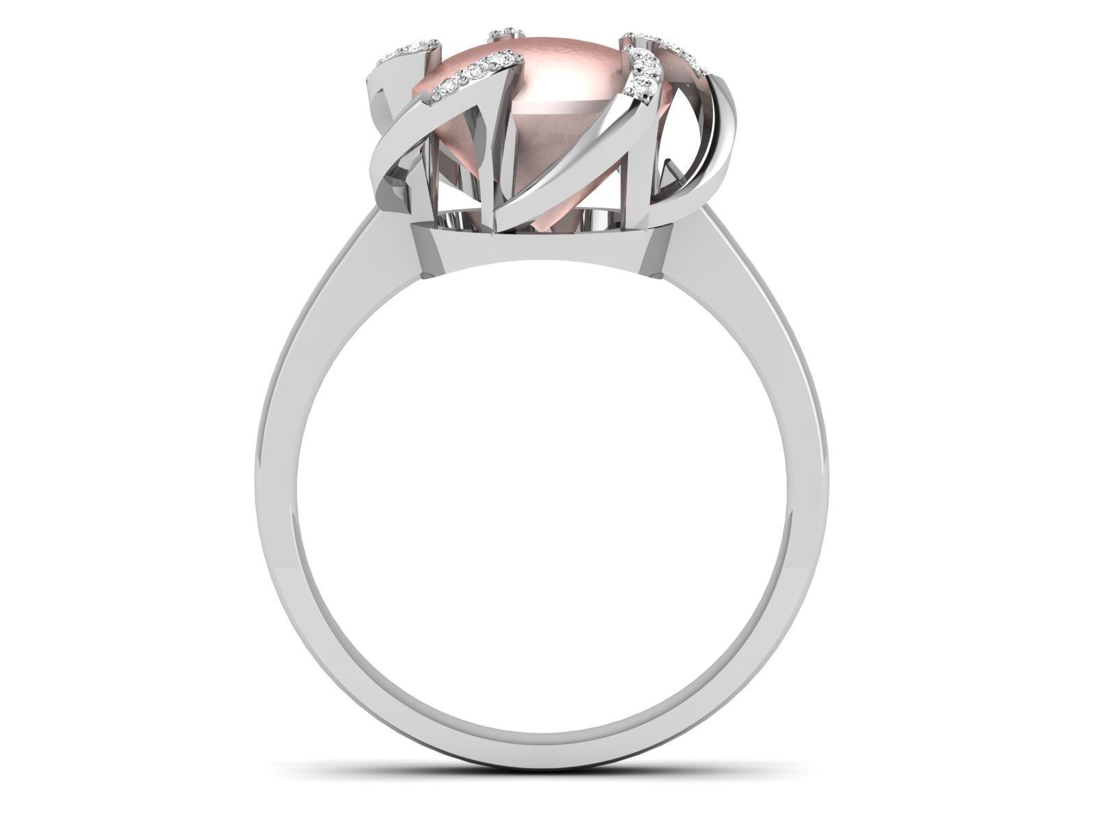 Women Pearl Ring 3dm render details 3D print model_3