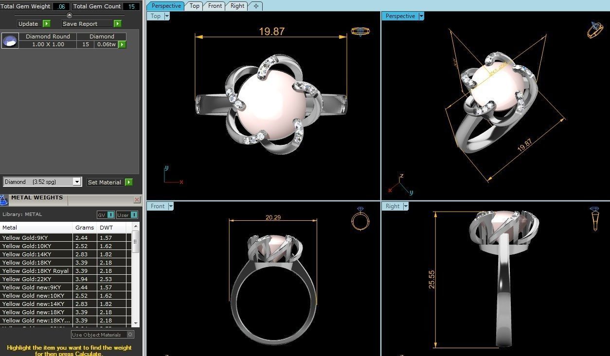 Women Pearl Ring 3dm render details 3D print model_8