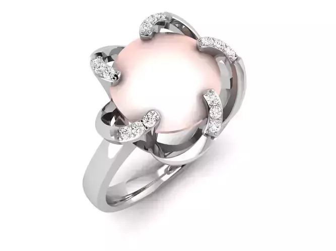 Women Pearl Ring 3dm render details